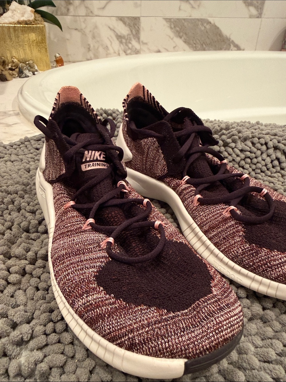 Nike Women's Knit Training Shoes - Burgundy and Pink